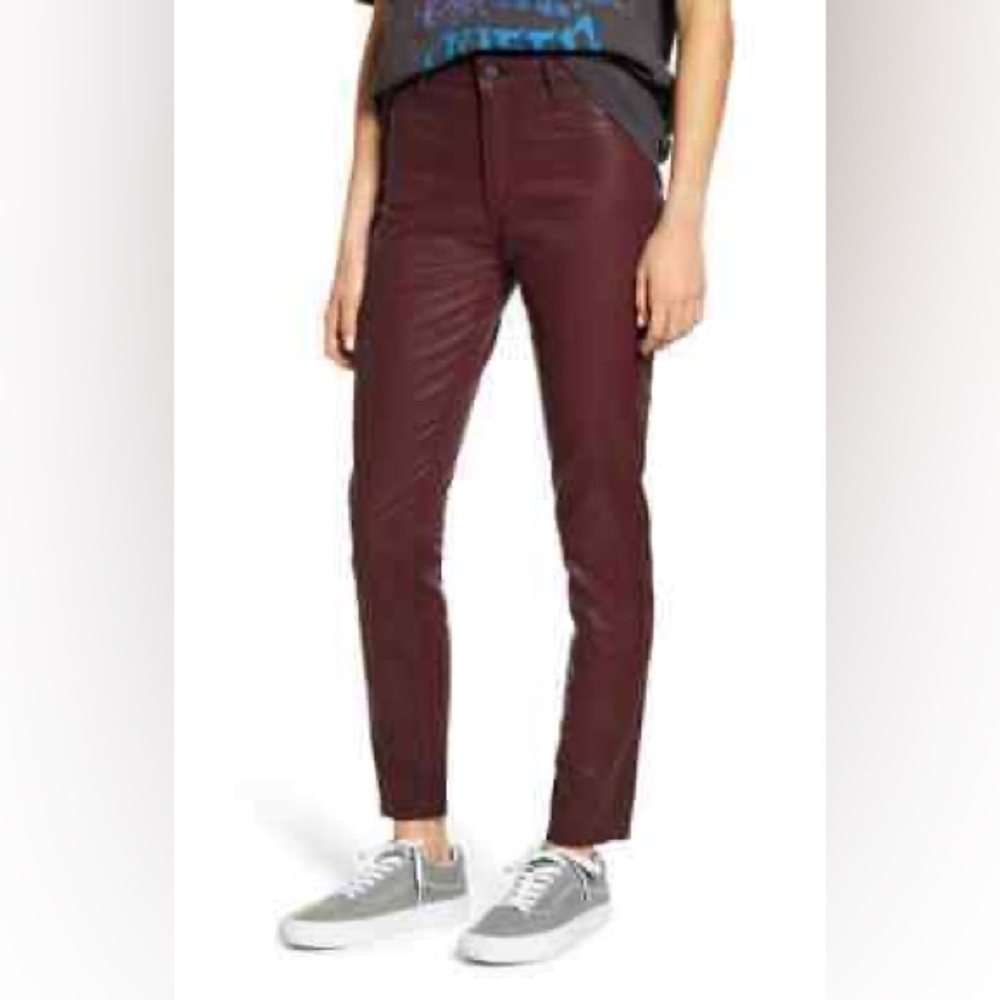 NWT High Waist Coated Skinny Jeans‎ Women’s Size 12 Wine Color
